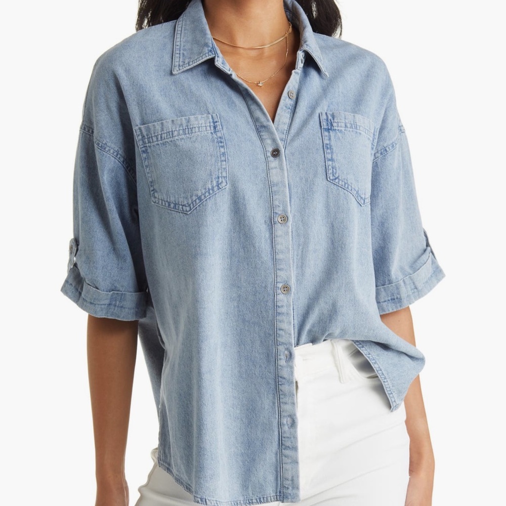 Vici Collection Chambray Button-Up Shirt
